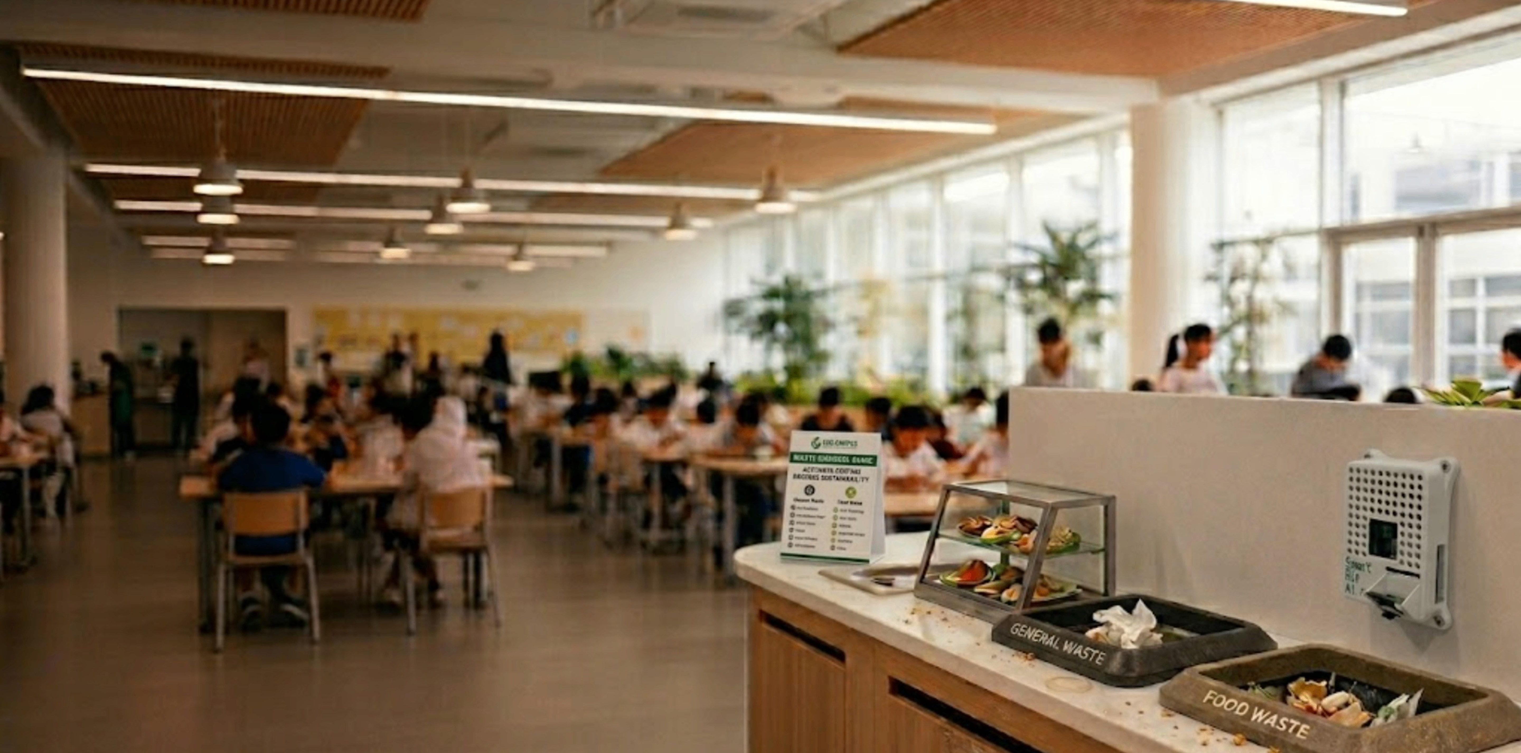Modern cafeteria plate-return area
